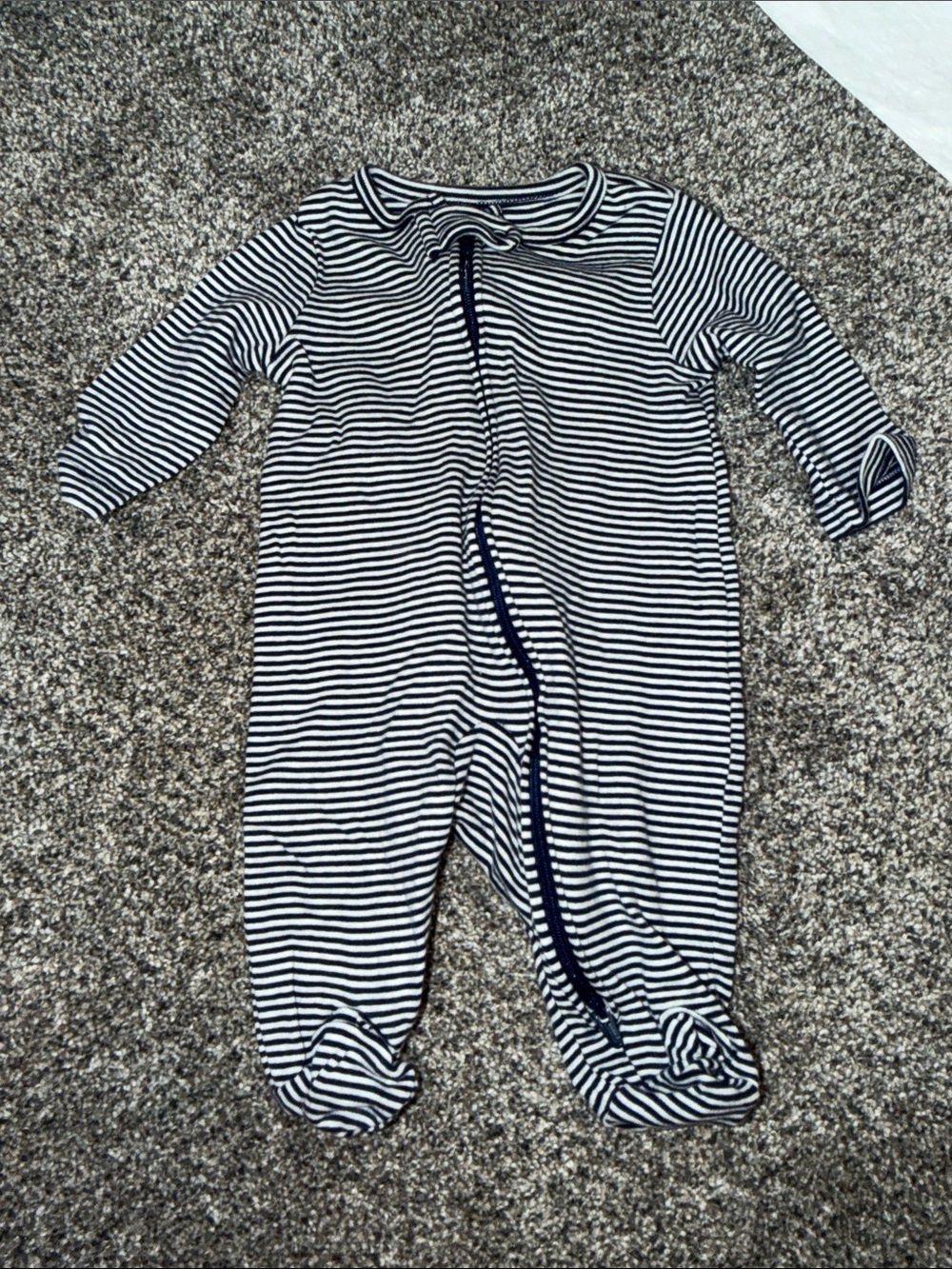 child of mine Navy and White Striped Footed One-Piece